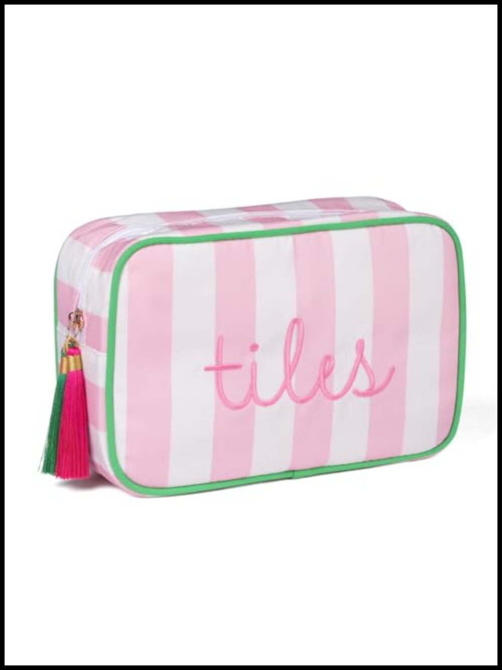 Mahjong Tile Case for 166 Tiles, Striped Embroidered Storage Pouch, Portable